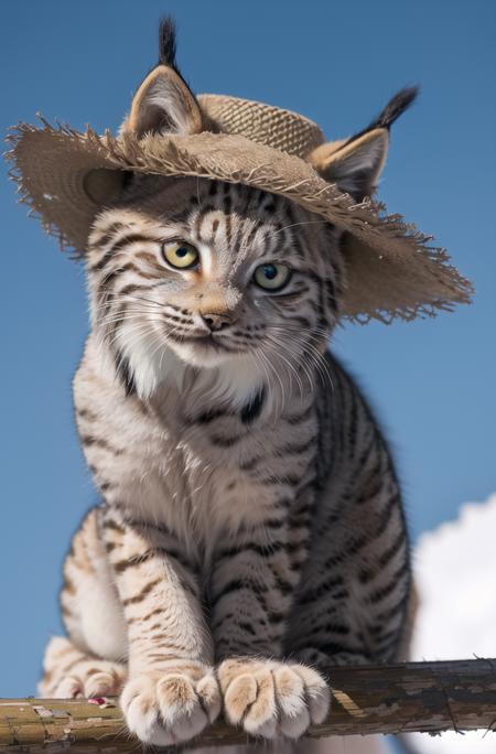 00226-2763490502-masterpiece, best quality,highres,perfect lighting,4k,hdr,big paws,(big hat_1.2),blue sky_lynx,lynxcat,sheli,canada lynx,(kitten.png